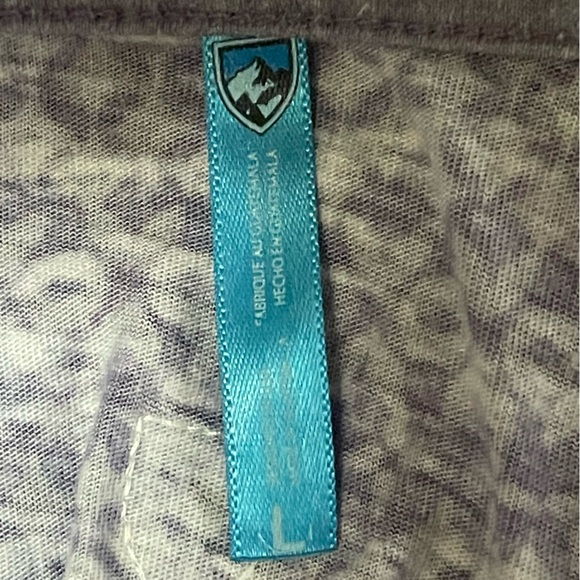 Kuhl KÜHL Burnout Sheer T-Shirt Short Sleeve Shirt Henley Top Purple Women Large - Picture 6 of 8